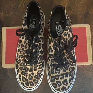 Vans Leopard Canvas Sneakers - Black & Tan